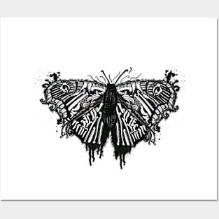 Butterfly black tattoo design illustration Posters and Art